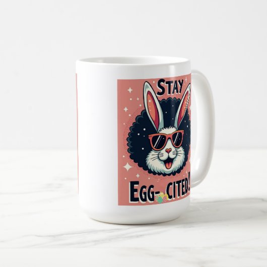 Bleibe Egg zitiert!: Retro Ostersonnige Vibes Kaffeetasse (VorderseiteRechts)