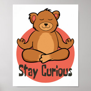 Bleibe eines eigenartigen Kawaii-Braunbären, der Y Poster