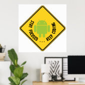 Bleibe Fokussiert ... Coding Bug Droid Sign Sides Poster (Heimbüro)