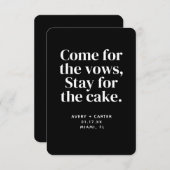 Bleibe für die Cake Funny Wedding Save the Date Einladung (Vorne/Hinten)