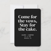 Bleibe für die Cake Funny Wedding Save the Date Einladung (Vorderseite)