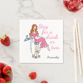 Bleibe für einen Drink oder zwei Personalisierte N Serviette