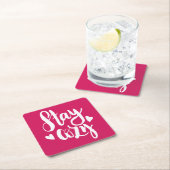 Bleibe gemütlich rechteckiger pappuntersetzer (Vor Ort)