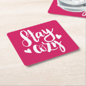 Bleibe gemütlich rechteckiger pappuntersetzer (angewinkelt)