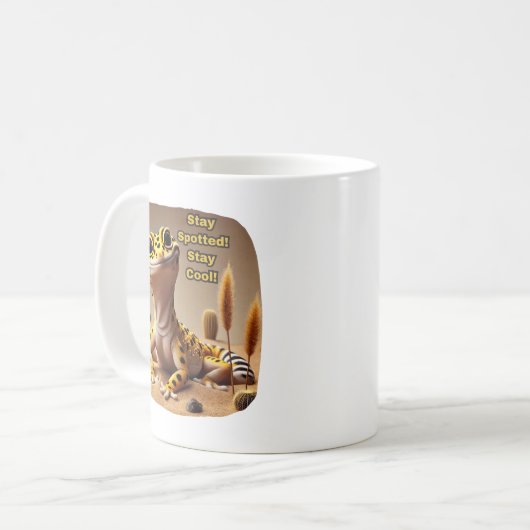 Bleibe Gepunktet, Bleibe Cool! Leopard Gecko Kaffeetasse (Vorderseite Links)