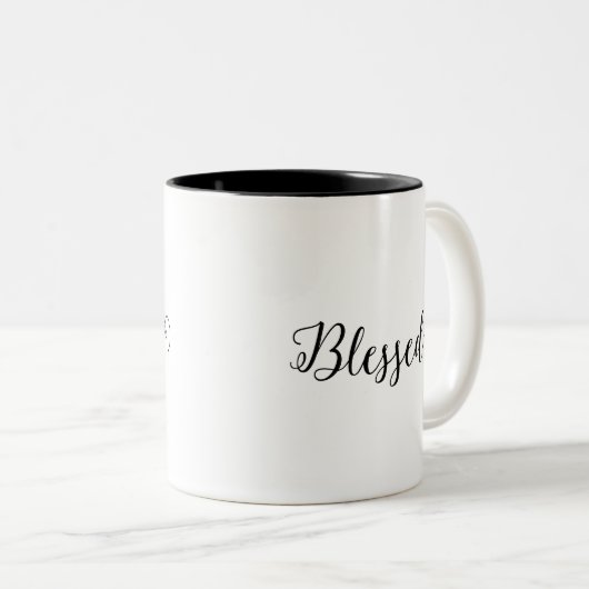 Bleibe gesegnet, trinken Kaffee Einfaches Design Zweifarbige Tasse (VorderseiteRechts)
