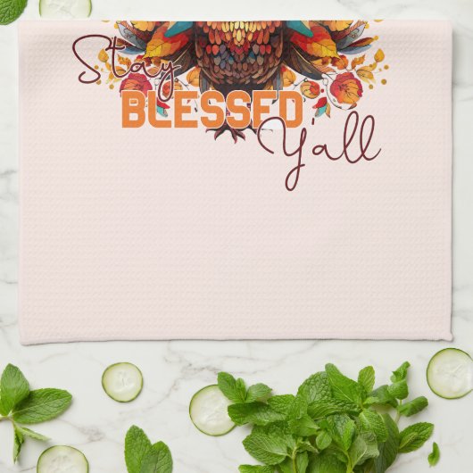 Bleibe gesegnet Y'all mit farbenfroher Türkei Geschirrtuch (Gefaltet)