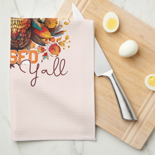 Bleibe gesegnet Y'all mit farbenfroher Türkei Geschirrtuch (Viertel Falte)