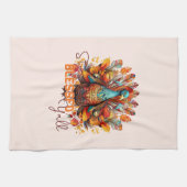 Bleibe gesegnet Y'all mit farbenfroher Türkei Geschirrtuch (Horizontal)