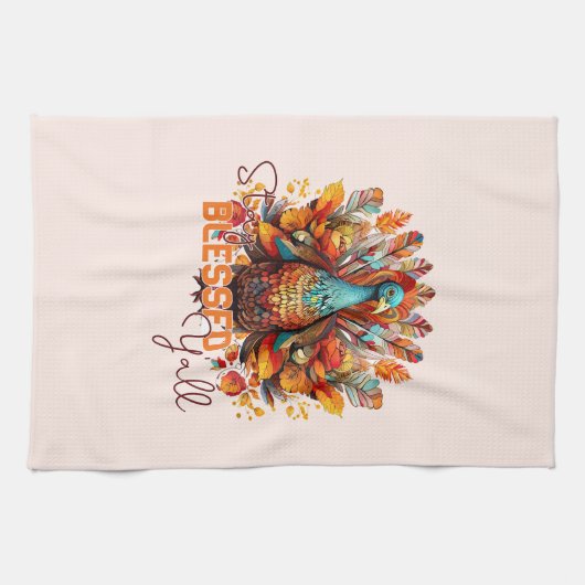 Bleibe gesegnet Y'all mit farbenfroher Türkei Geschirrtuch (Horizontal)
