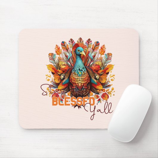 Bleibe gesegnet Y'all mit farbenfroher Türkei Mousepad (Mit Mouse)