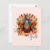Bleibe gesegnet Y'all mit farbenfroher Türkei Postkarte (Vorne/Hinten)