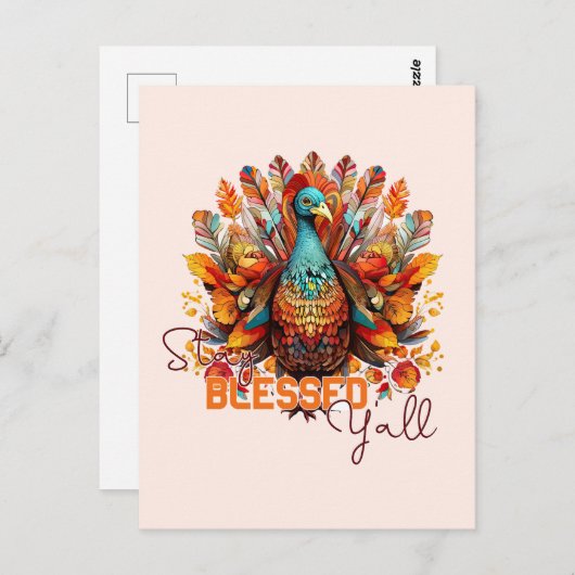 Bleibe gesegnet Y'all mit farbenfroher Türkei Postkarte (Vorne/Hinten)