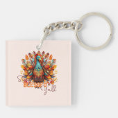 Bleibe gesegnet Y'all mit farbenfroher Türkei Schlüsselanhänger (Rückseite)