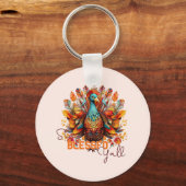 Bleibe gesegnet Y'all mit farbenfroher Türkei Schlüsselanhänger (Rückseite)