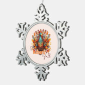 Bleibe gesegnet Y'all mit farbenfroher Türkei Schneeflocken Zinn-Ornament (Rechts)