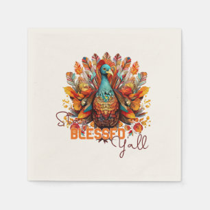 Bleibe gesegnet Y'all mit farbenfroher Türkei Serviette