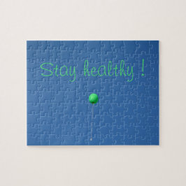 Bleibe gesund mit grünem Ballon am Himmel Puzzle