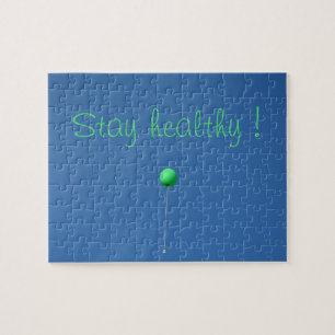 Bleibe gesund mit grünem Ballon am Himmel Puzzle