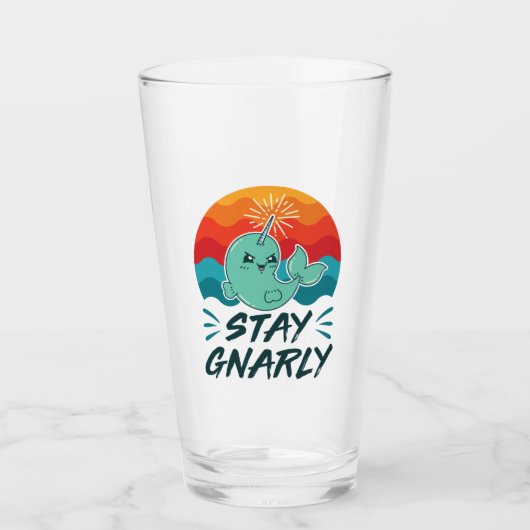 Bleibe Gnarly Niedlich Narwhal Narwhals Lover Glas (Vorderseite)