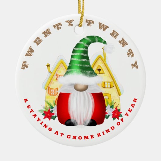 Bleibe Gnome Art of Year 2020 Niedliche Weihnachte Keramik Ornament (Vorne)