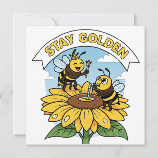 Bleibe Golden - Biene und Blume Illustration Einladung