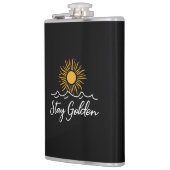 Bleibe Golden" Flasche - schlank, stilvoll & aufre Flachmann (Links)