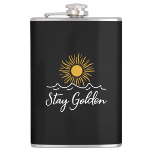 Bleibe Golden" Flasche - schlank, stilvoll & aufre Flachmann