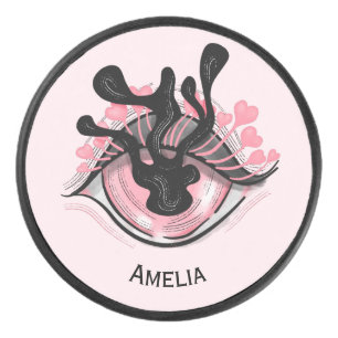 Bleibe Goth Pink Eye Creepy Horror Name Eishockey Puck