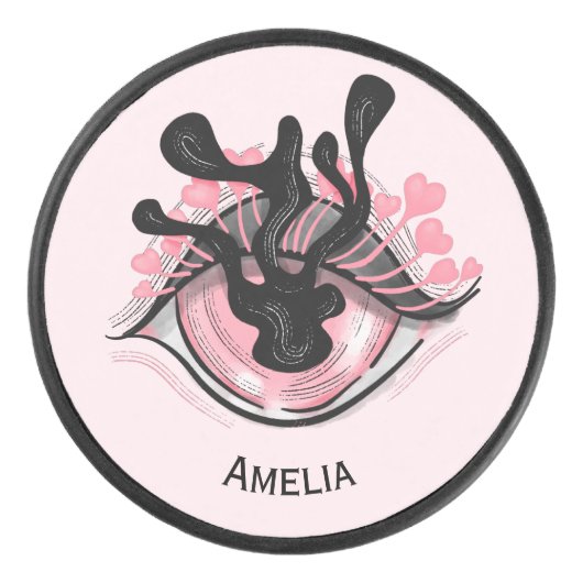 Bleibe Goth Pink Eye Creepy Horror Name Eishockey Puck (Vorderseite)