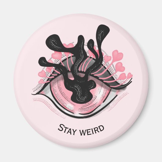 Bleibe Goth Pink Eye Creepy Horror Wicca Magnet (Vorne)