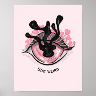 Bleibe Goth Pink Eye Creepy Horror Wicca Poster