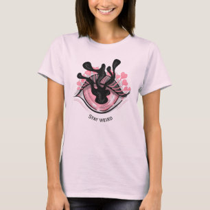 Bleibe Goth Pink Eye Creepy Horror Wicca T-Shirt