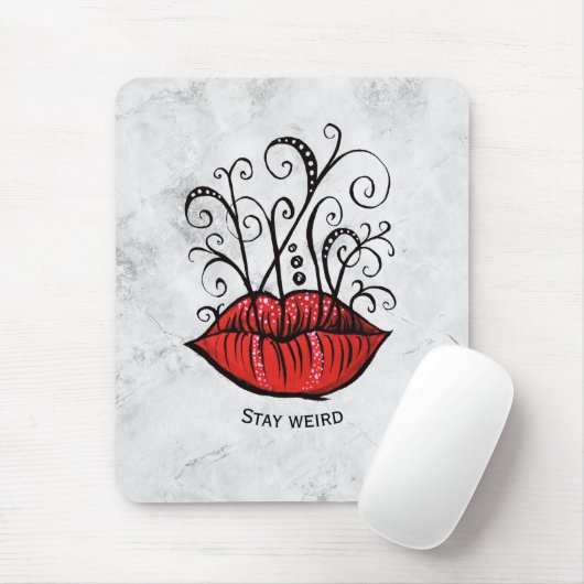 Bleibe Gothic Lips Tattoo Oddity Mousepad (Mit Mouse)