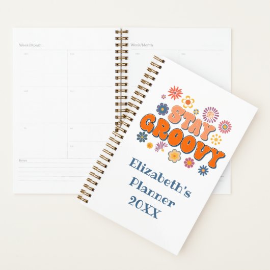 Bleibe Groovy Blume Power Retro Jahr Planer (Anzeige)