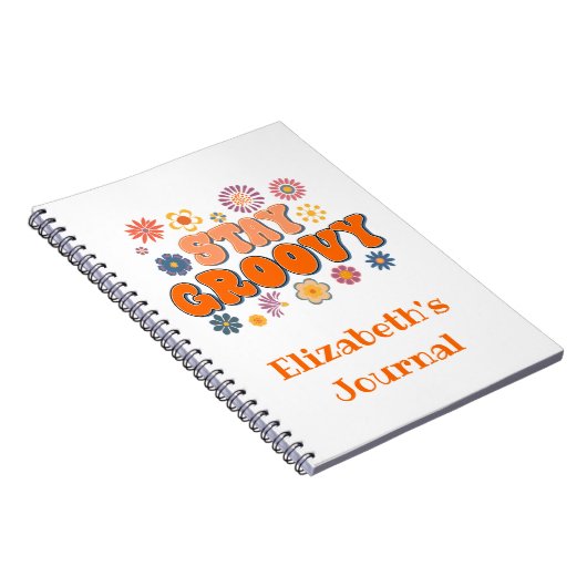 Bleibe Groovy Blume Power Retro Journal Notebook Notizblock (Rechte Seite)
