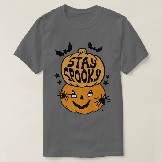 Bleibe Groovy Funny Beängstigend Pumpkin Bats Hall T-Shirt (Design vorne)