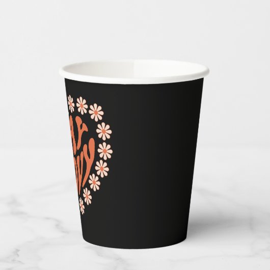 Bleibe Groovy Herz mit Blume Pappbecher (Links)