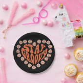 Bleibe Groovy Herz mit Blume Pappteller (Party)