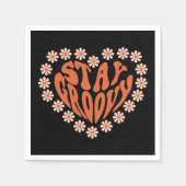 Bleibe Groovy Herz mit Blume Serviette (Vorderseite)