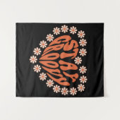 Bleibe Groovy Herz mit Blume Wandteppich (Vorderseite (Horizontal))