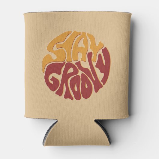 Bleibe Groovy mit einem Splash aus Rot und Gelb Dosenkühler (Vorderseite)