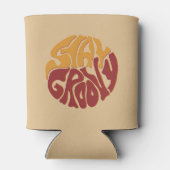 Bleibe Groovy mit einem Splash aus Rot und Gelb Dosenkühler (Rückseite)