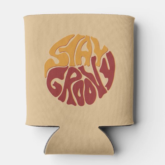 Bleibe Groovy mit einem Splash aus Rot und Gelb Dosenkühler (Rückseite)