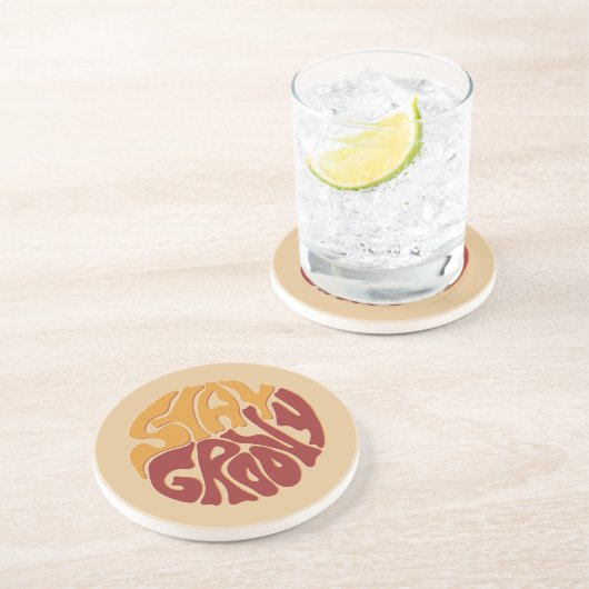 Bleibe Groovy mit einem Splash aus Rot und Gelb Getränkeuntersetzer (Seite)