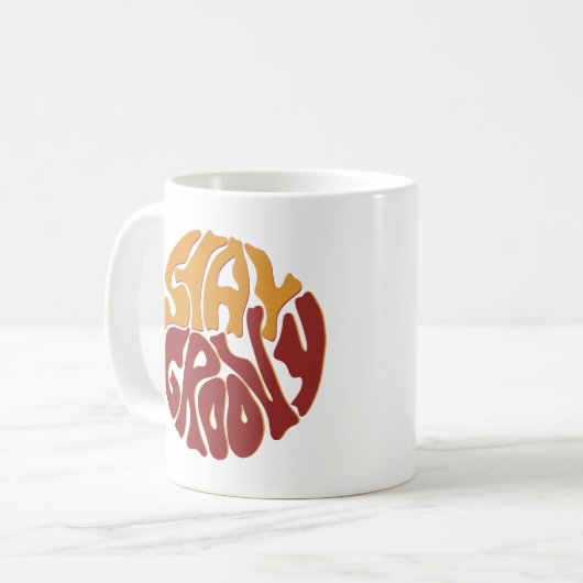 Bleibe Groovy mit einem Splash aus Rot und Gelb Kaffeetasse (Vorderseite Links)