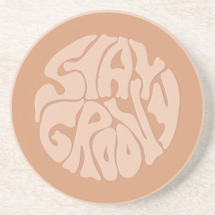 Bleibe Groovy Retro Beige Getränkeuntersetzer
