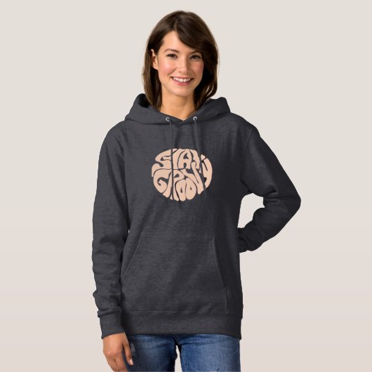 Bleibe Groovy Retro Beige Hoodie (Vorne ganz)