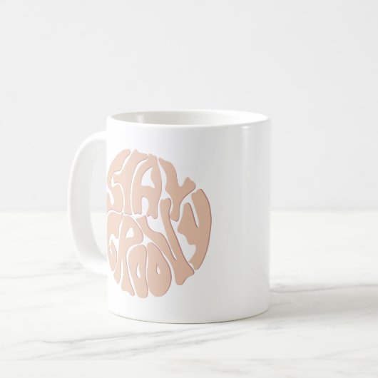 Bleibe Groovy Retro Beige Kaffeetasse (Vorderseite Links)