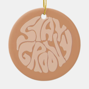 Bleibe Groovy Retro Beige Keramik Ornament